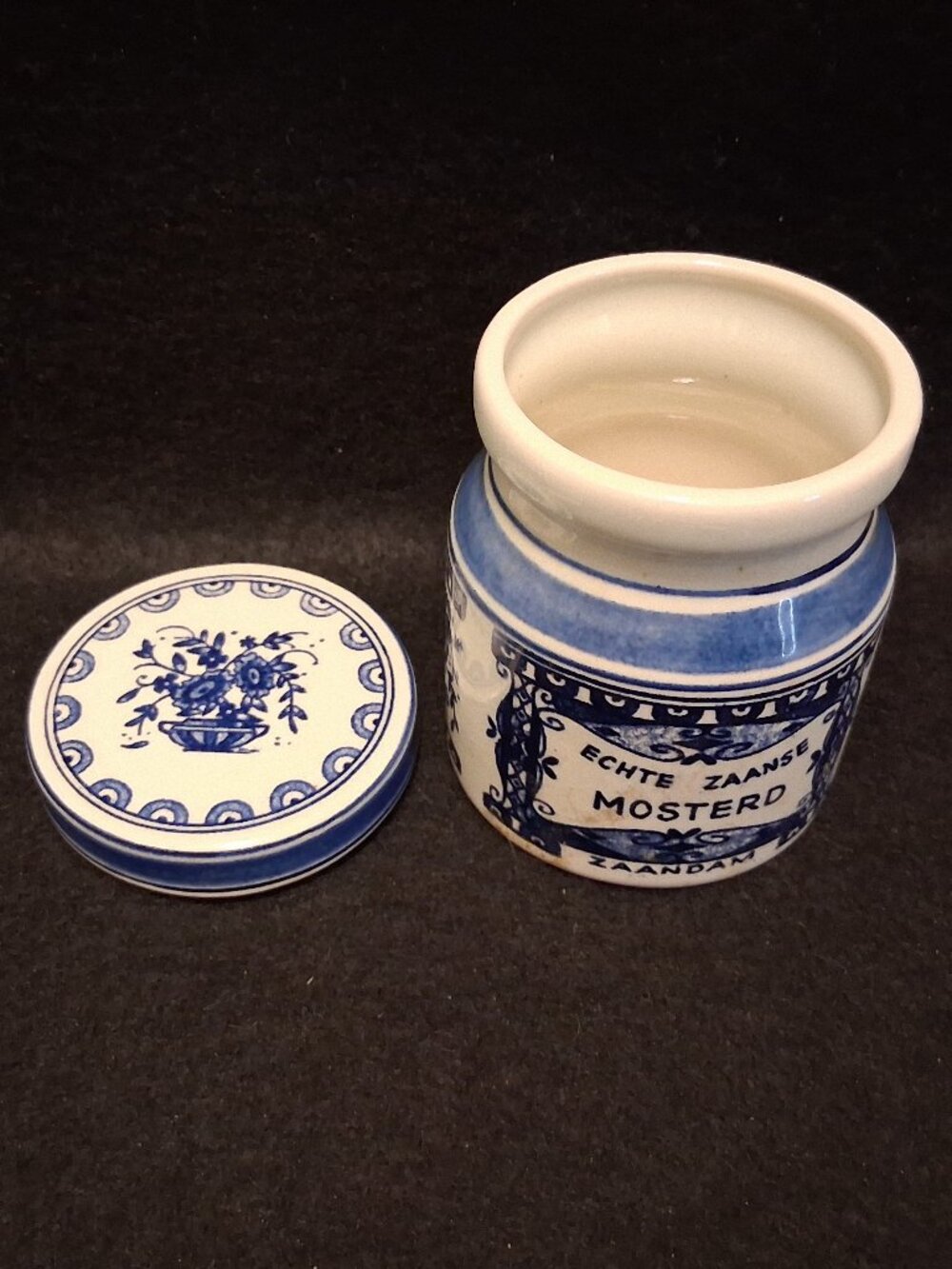 Vintage Delft Blue Zaanse Mosterd Jar - Windmill "De Huisman" with Cork Lid - Picture 8 of 10